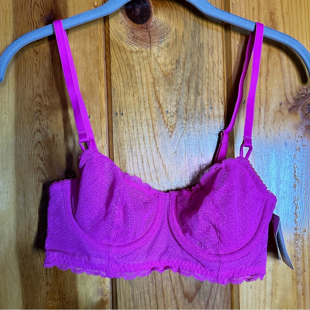 Auden Ravishing Pink Unlined Underwire Scalloped Lace Bra
